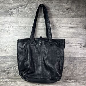 Clava Black Genuine Leather Shoulder Tote Bag Hobo Style
